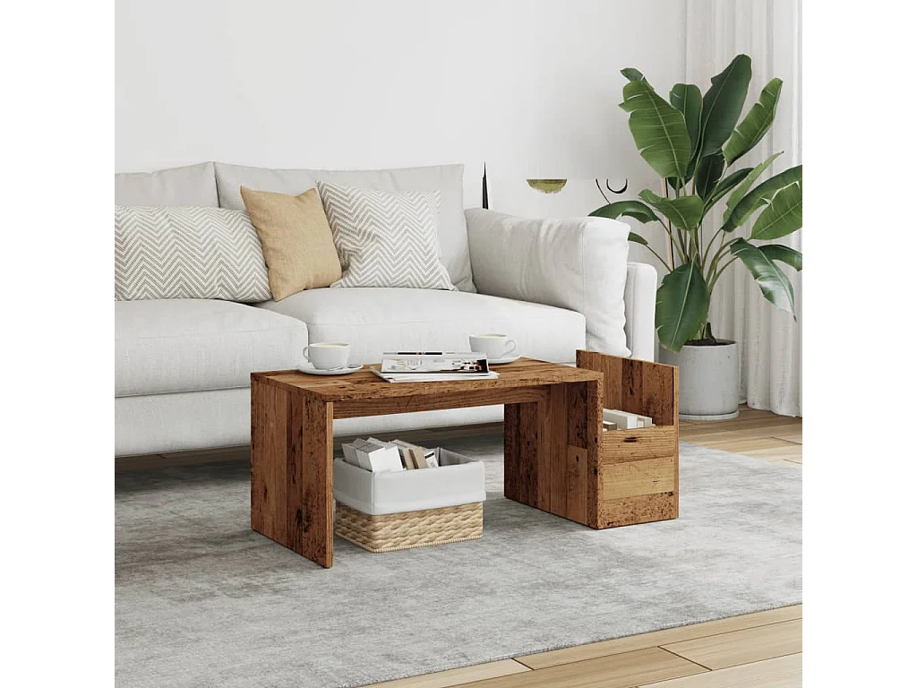 Couchtisch-Wohnzimmertisch-Beistelltische Altholz-Optik 90x45x35 cm Holzwerkstoff SHL61735