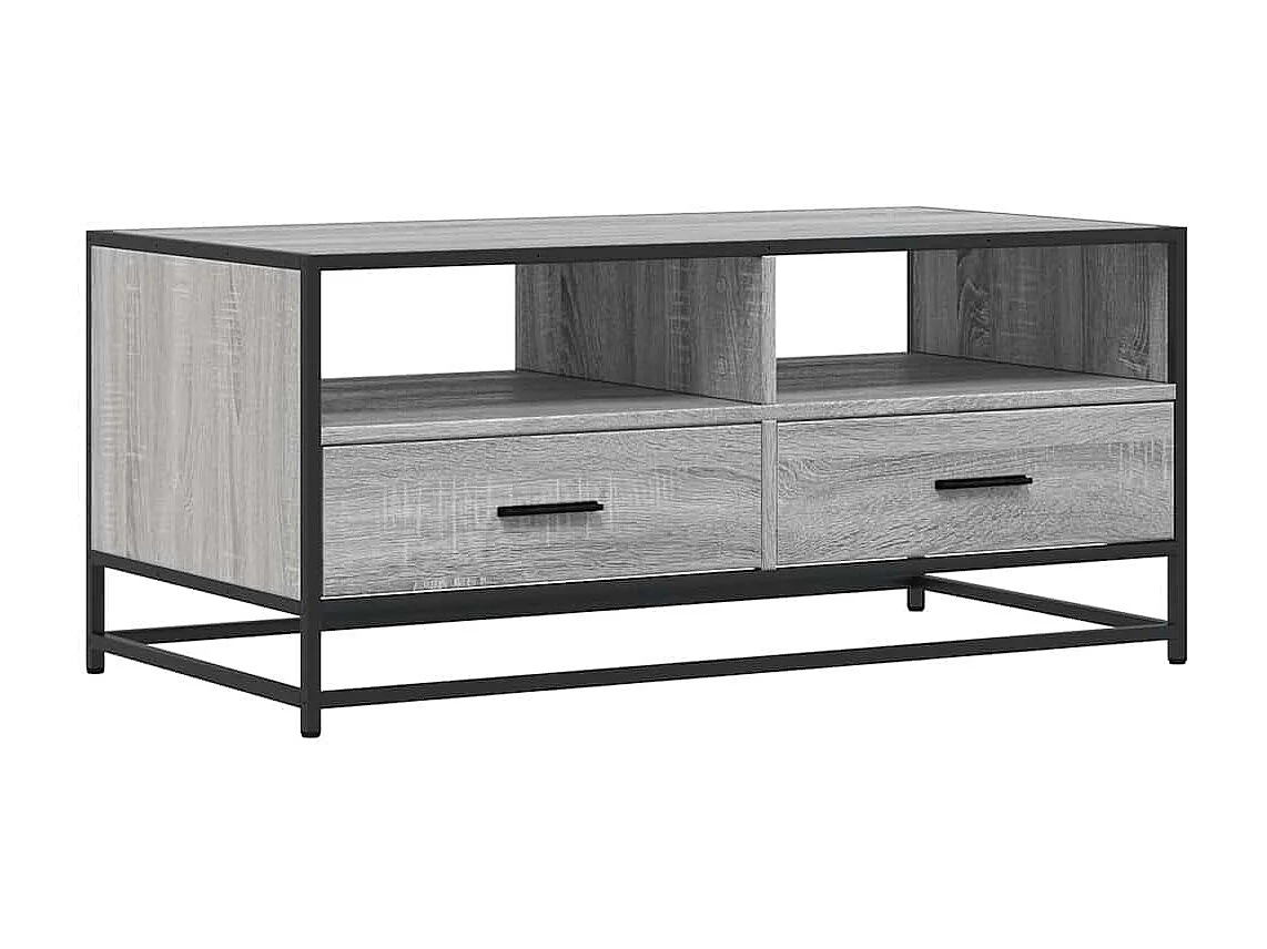 Couchtisch-Wohnzimmertisch-Beistelltische Grau Sonoma 100x50x45 cm Holzwerkstoff und Metall SHL12998