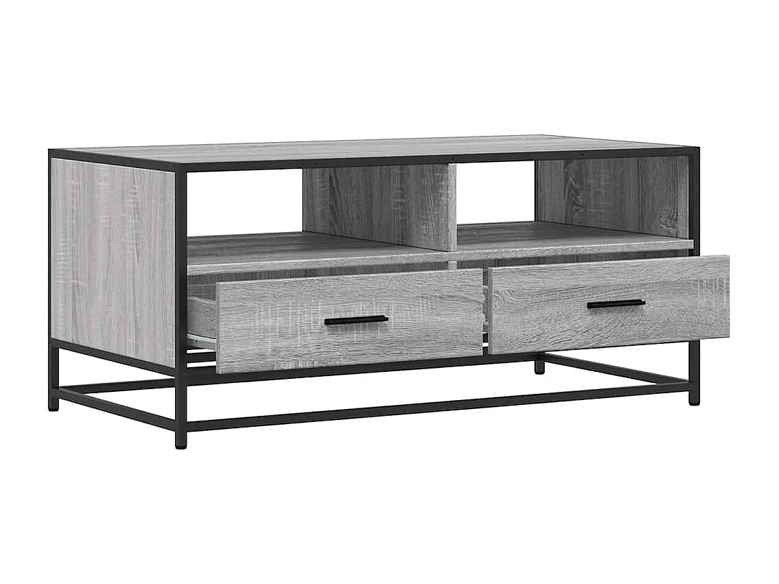Couchtisch-Wohnzimmertisch-Beistelltische Grau Sonoma 100x50x45 cm Holzwerkstoff und Metall SHL12998