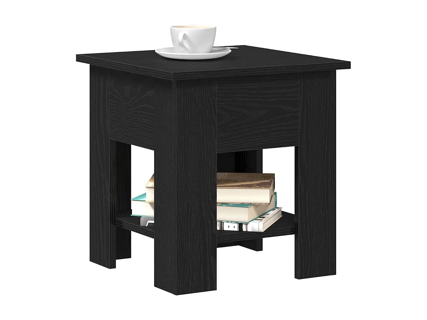 Mesa de centro-Mesa auxiliar-Mesita de centro madera contrachapada gris hormigón 57x57x30 cm SHL2577