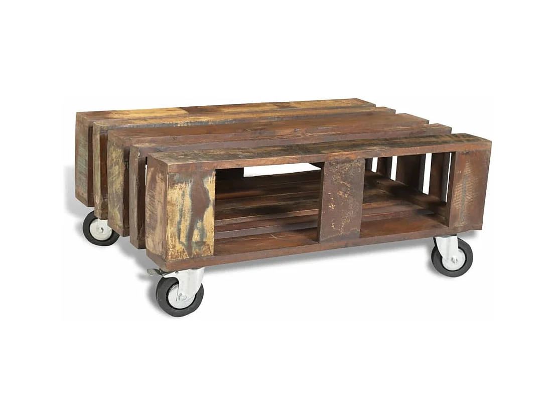 Juego de 2 pzas Mesas de centro | Mesa auxiliar madera maciza de mango SHL3062