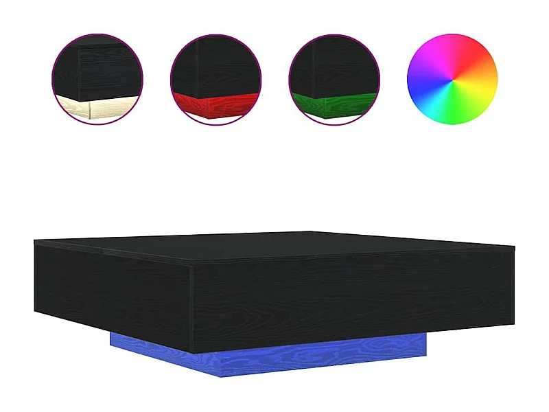 Table basse salon-Table d'appoint avec lumières LED Chêne noir 100x100x31 cm SHL5089