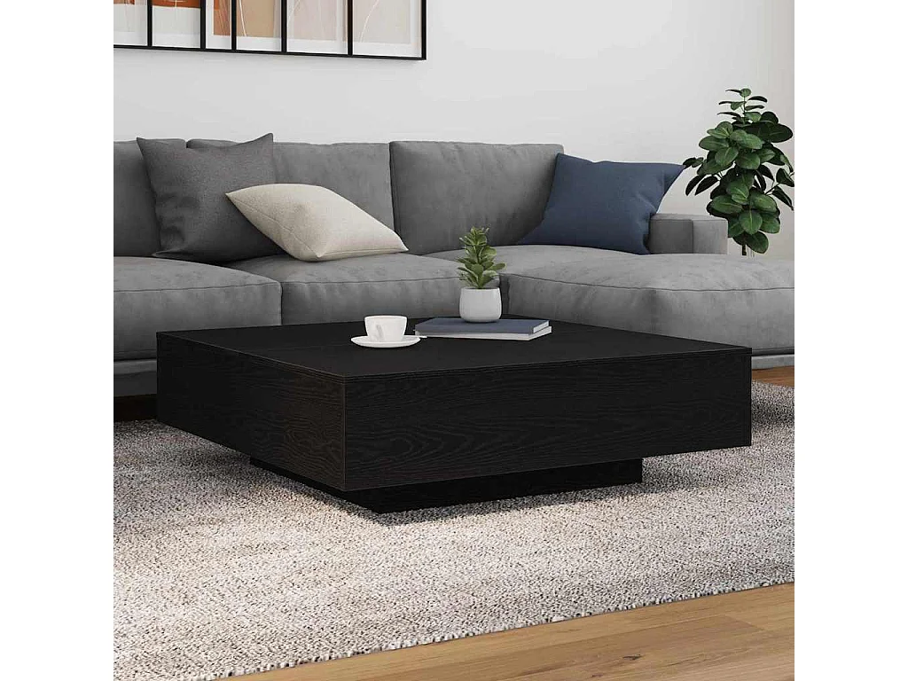Tavolino da Salotto-Tavolino da Caffè Laterale Rovere Nero 100x100x31 cm SHL102165