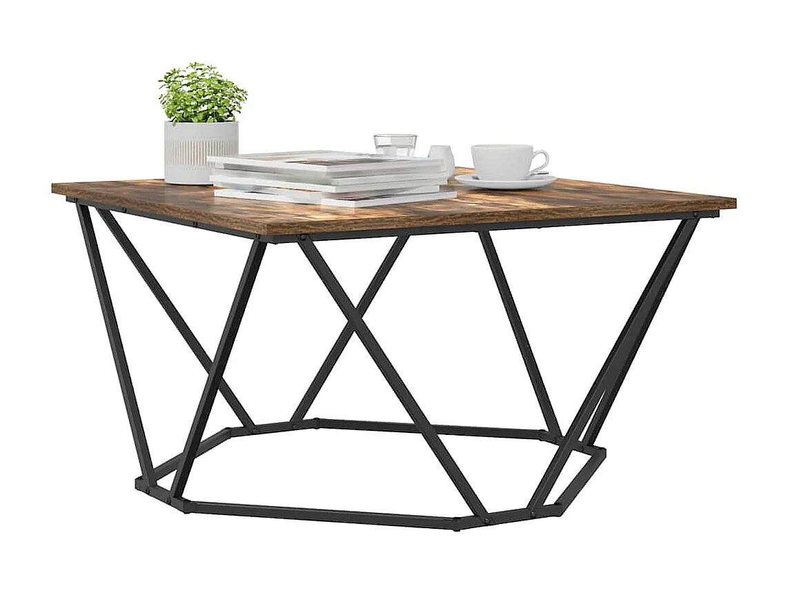 Salontafel | Woonkamertafel | Bijzettafel Gerookt eiken 80 x 80 x 45 cm