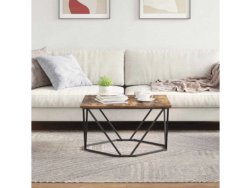 Salontafel | Woonkamertafel | Bijzettafel Gerookt eiken 80 x 80 x 45 cm