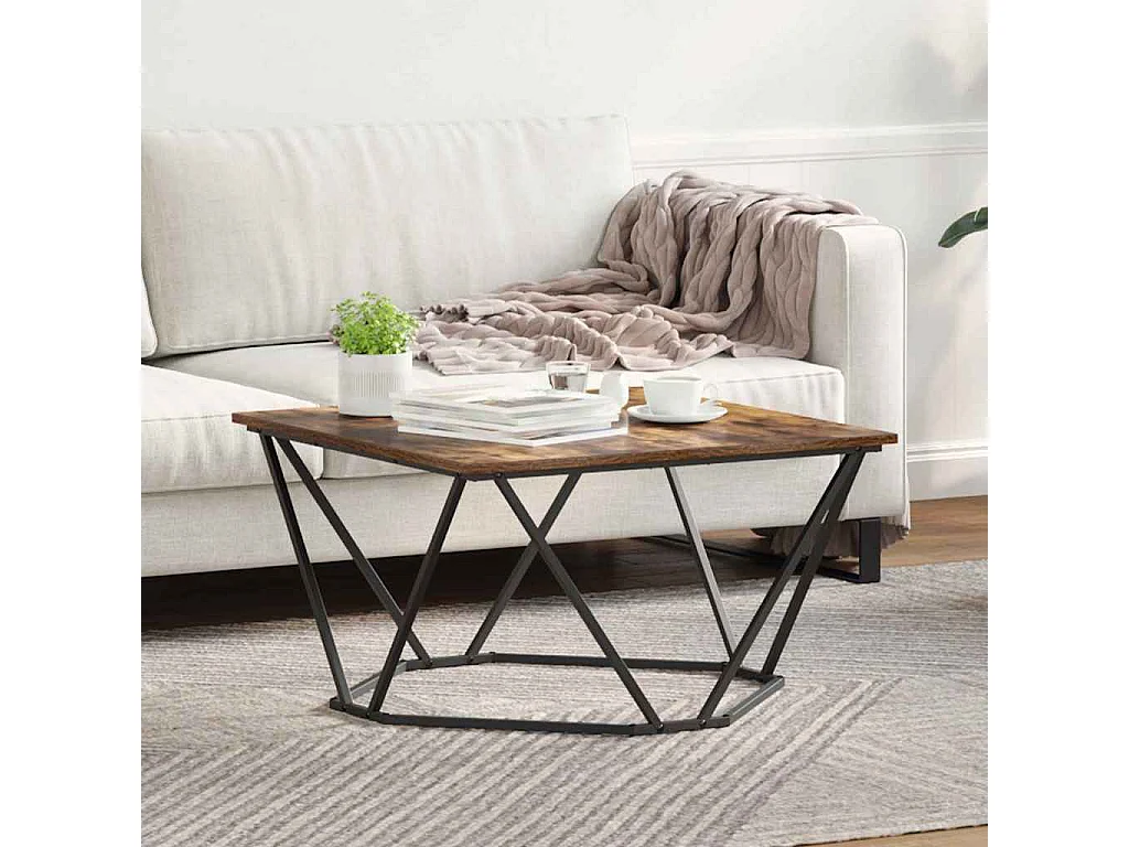 Salontafel | Woonkamertafel | Bijzettafel Gerookt eiken 80 x 80 x 45 cm
