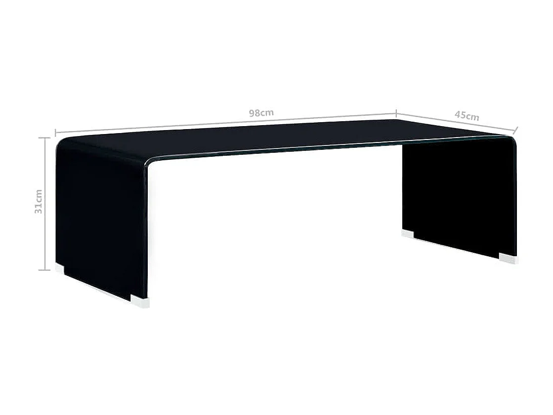 Couchtisch-Beistelltisch-Sofatisch Schwarz 98x45x31 cm Hartglas SHL29237