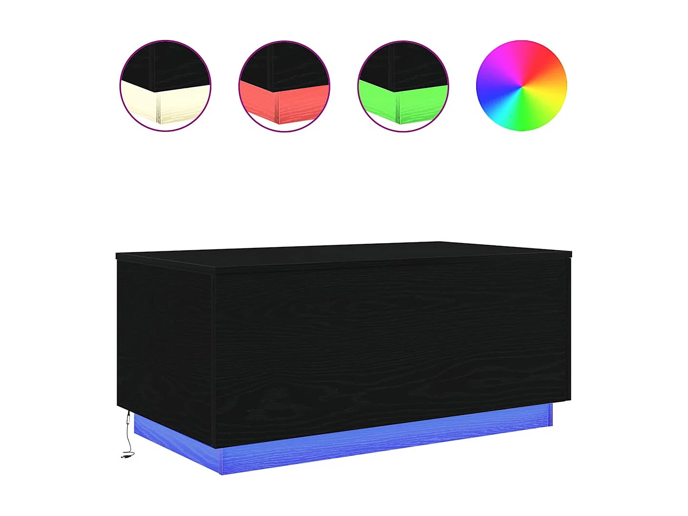 Couchtisch mit LED-Leuchten Schwarz Eichen-Optik 90x50x40 cm SHL62464