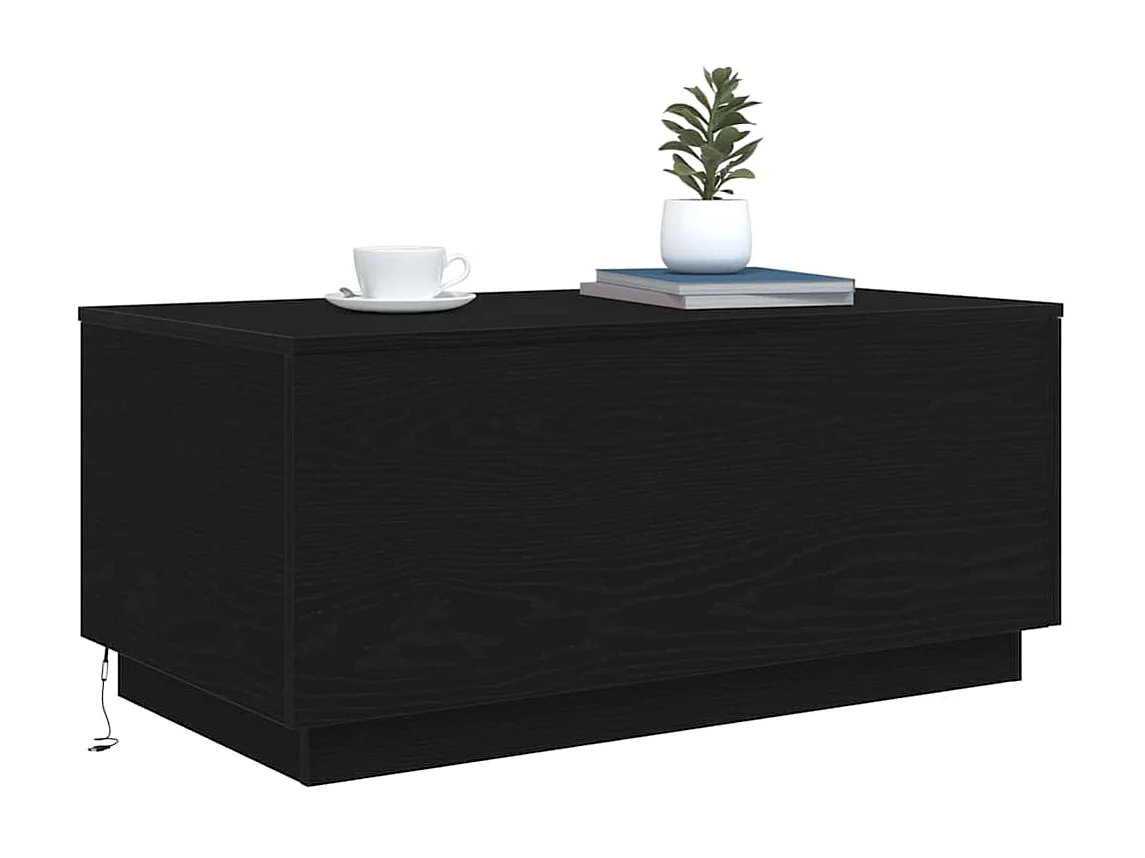 Couchtisch mit LED-Leuchten Schwarz Eichen-Optik 90x50x40 cm SHL62464