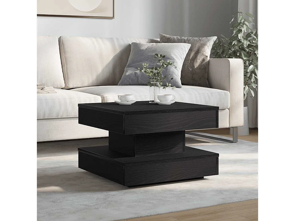 Table basse salon-Table d'appoint rotative à 360 degrés noir 50x50x34,5 cm SHL78033