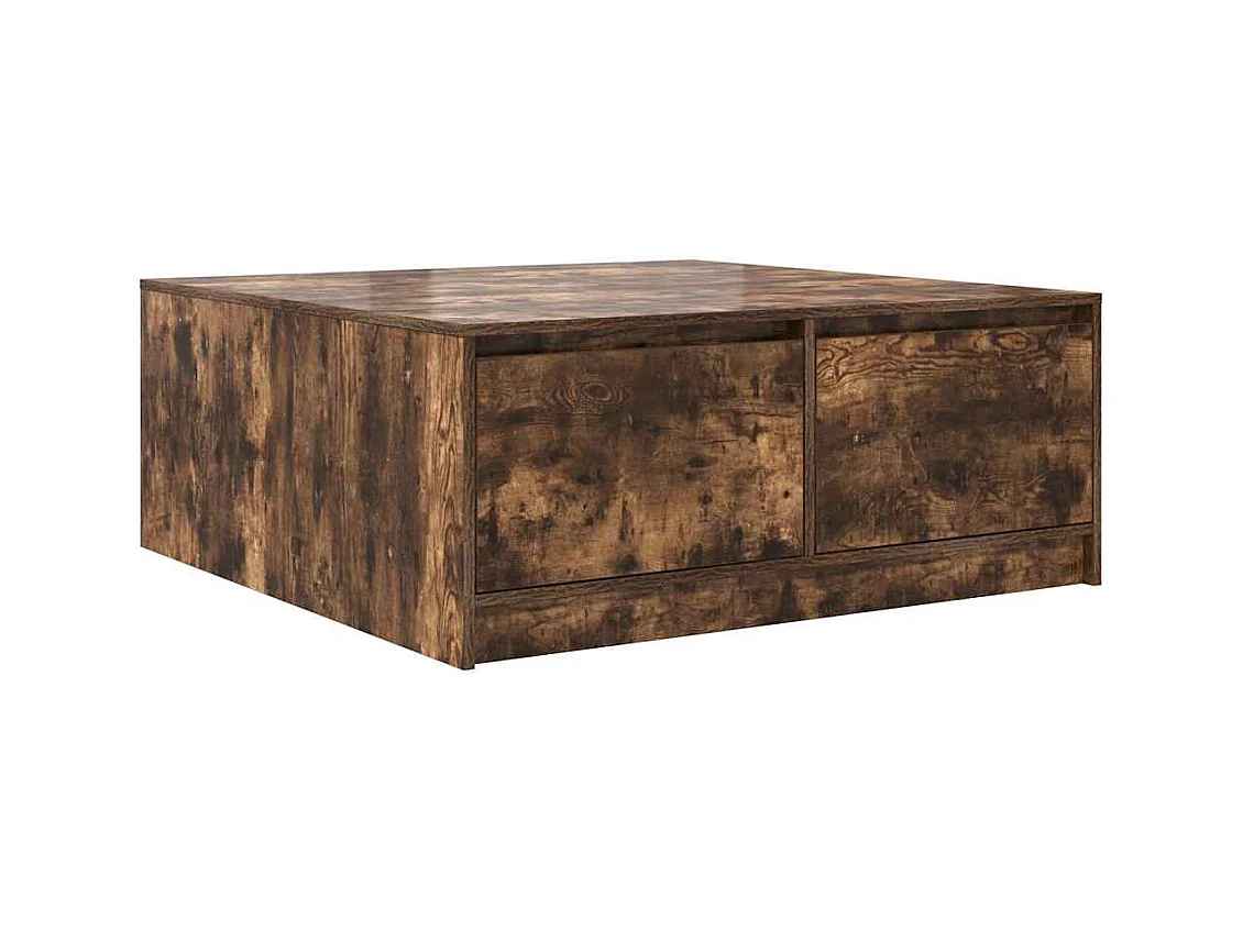 Table basse salon-Table d'appoint avec tiroirs chêne fumé 100x100x40 cm SHL69543