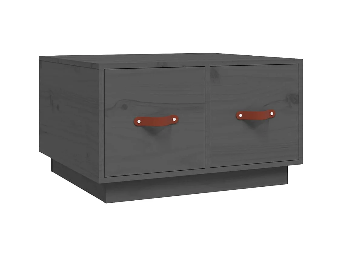 Table basse salon-Table d'appoint Gris 60x53x35 cm Bois massif de pin SHL18864