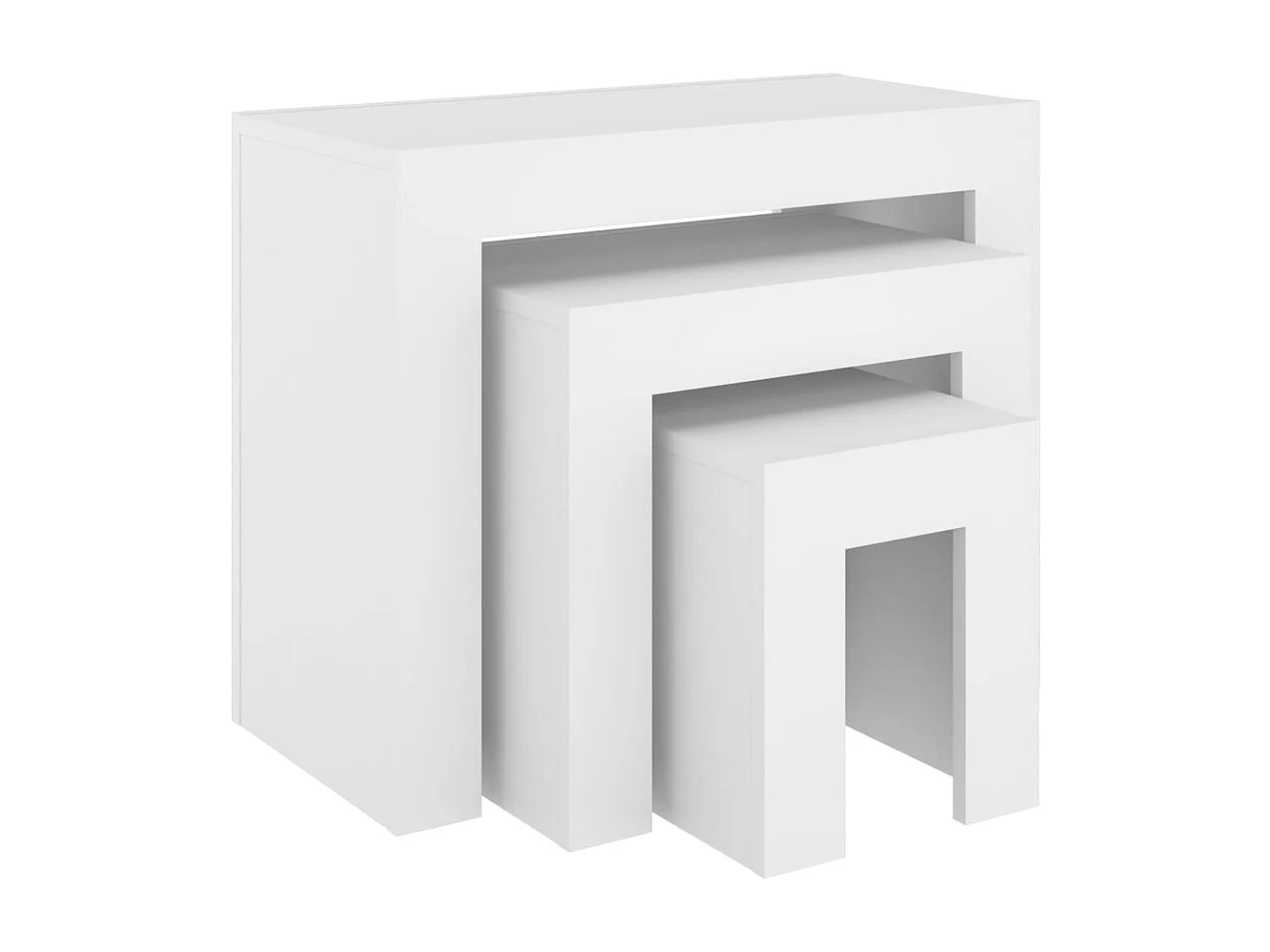 Beistelltische 3er Set-Satztische-Couchtisch Weiß Holzwerkstoff SHL6624