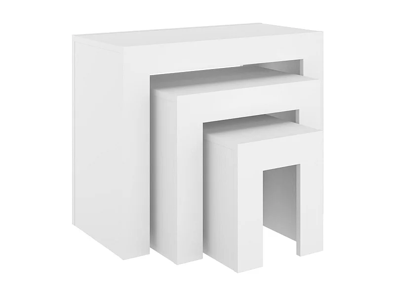 Beistelltische 3er Set-Satztische-Couchtisch Weiß Holzwerkstoff SHL6624