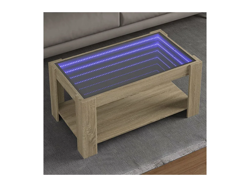 Mesa de centro-Mesa auxiliar madera contrachapada roble ahumado 115x60x31 cm SHL159858