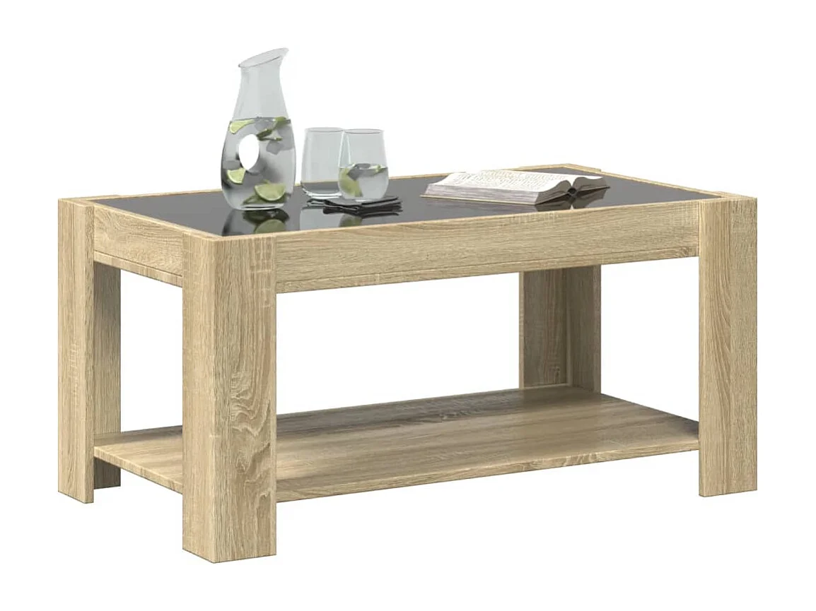 Salontafel | Bijzettafel met LED 93x53x45 cm bewerkt hout sonoma eikenkleurig