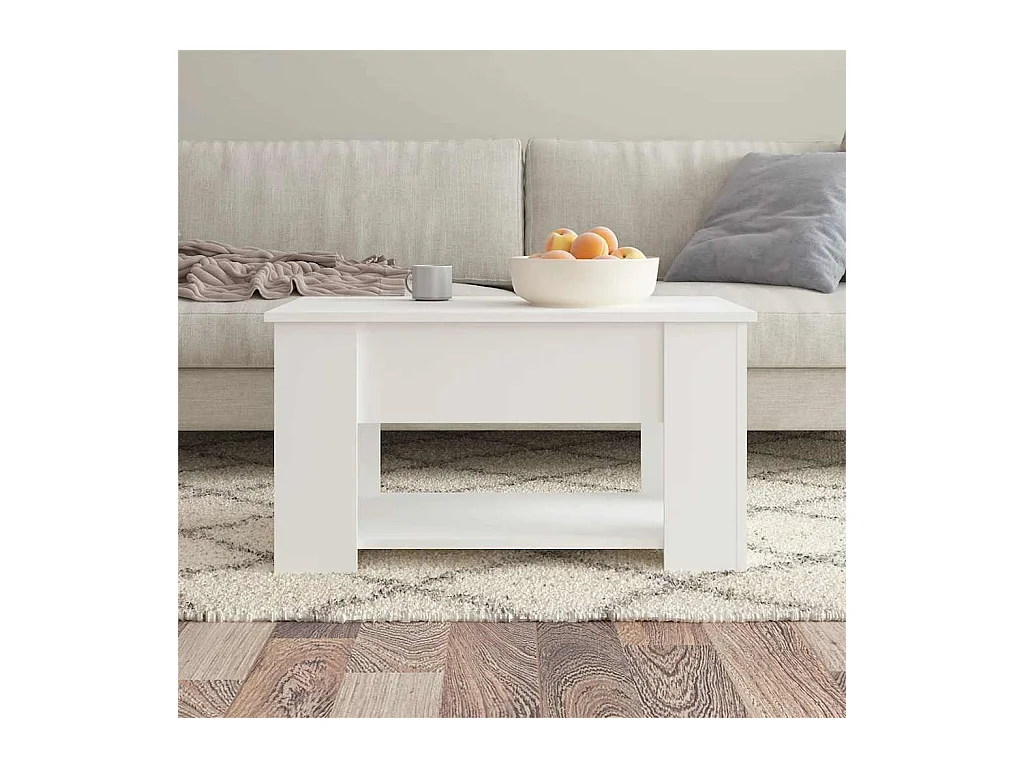 Mesa de centro | Mesa auxiliar de madera maciza de pino blanco 60x53x35 cm SHL427994