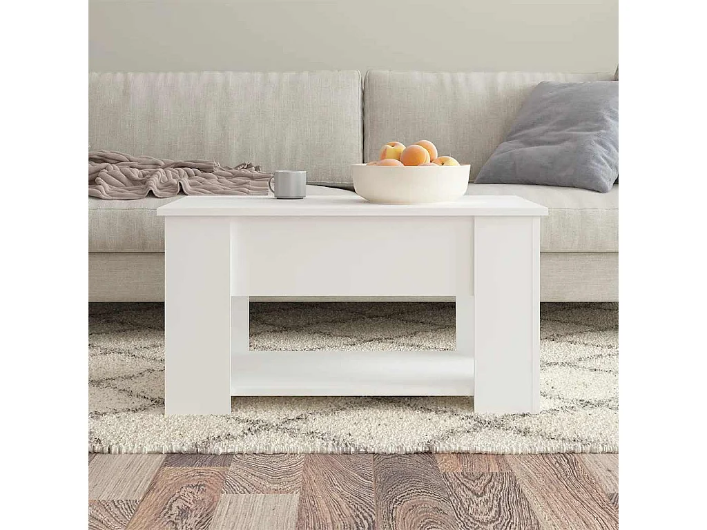 Table basse salon-Table d'appoint blanc 79x49x41 cm bois d'ingénierie SHL6342
