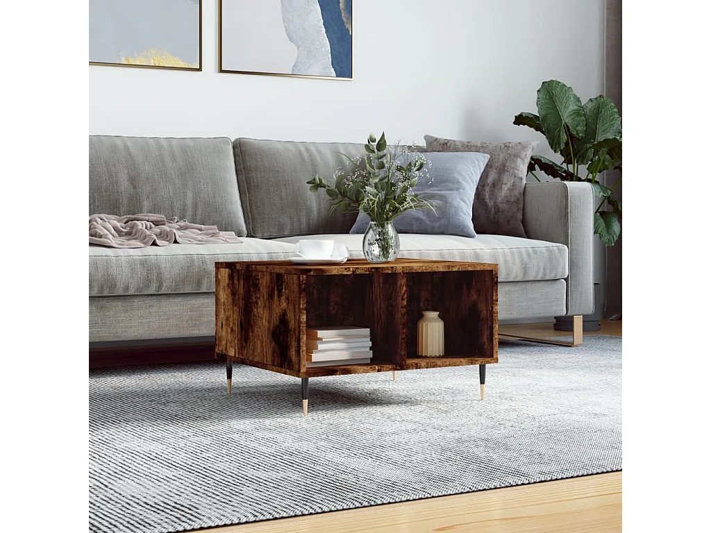 Couchtisch-Wohnzimmertisch-Beistelltische Räuchereiche 60x50x36,5 cm Holzwerkstoff SHL91521