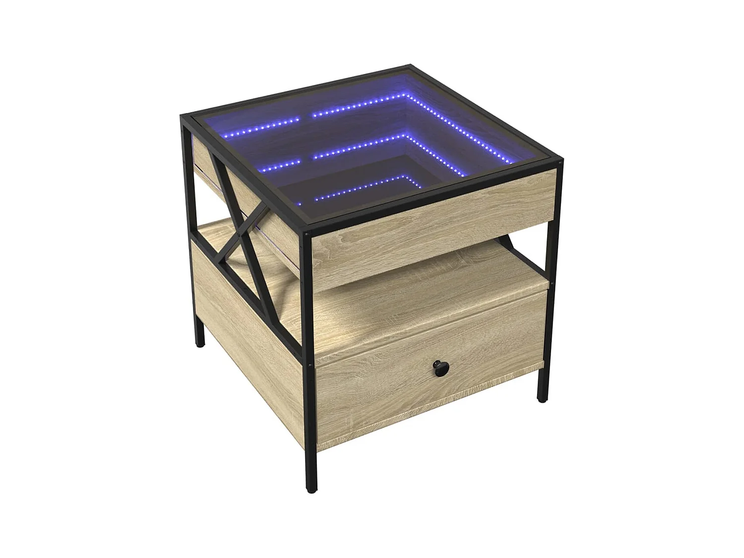 Mesa de centro | Mesa de apoio luzes LED Infinity 50x50x51 cm carvalho sonoma