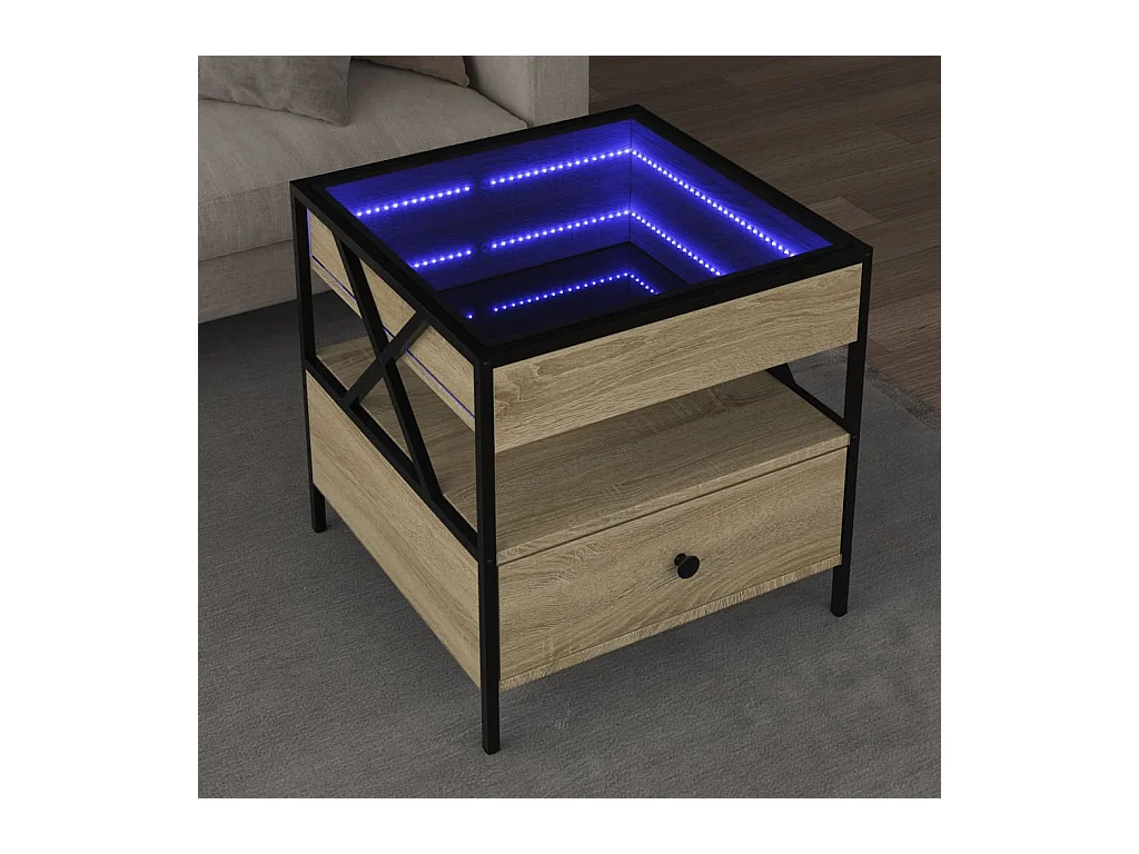 Mesa de centro | Mesa de apoio luzes LED Infinity 50x50x51 cm carvalho sonoma