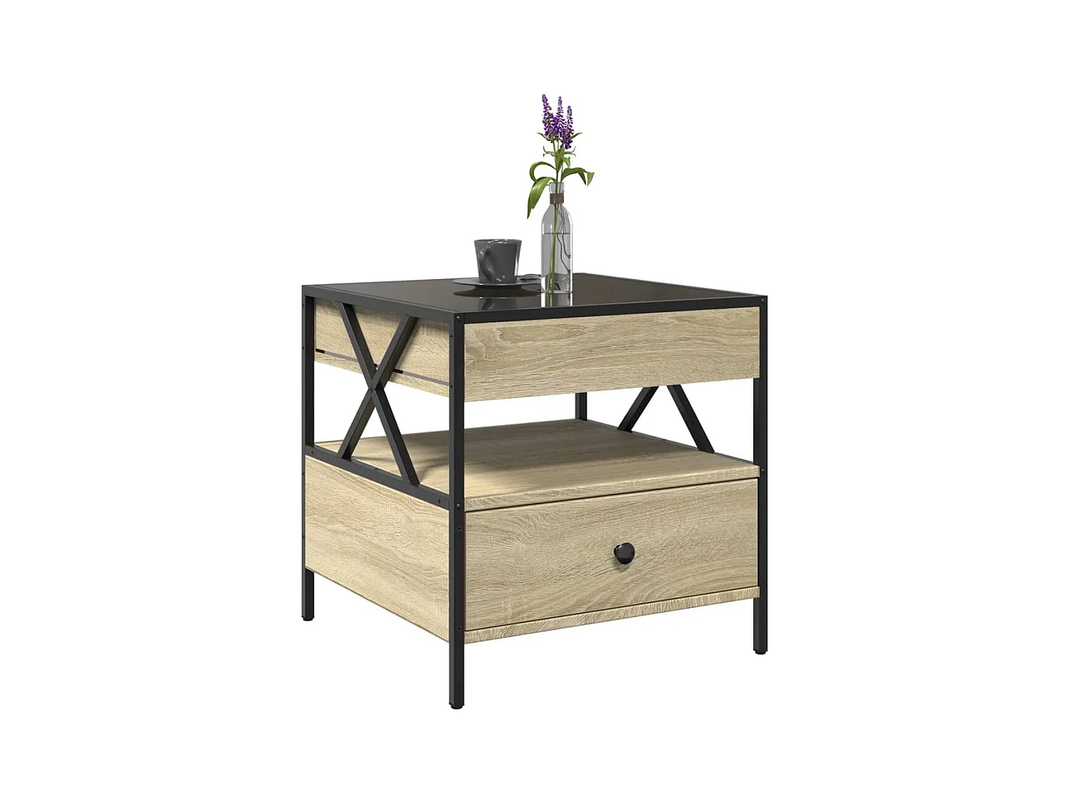 Mesa de centro | Mesa de apoio luzes LED Infinity 50x50x51 cm carvalho sonoma