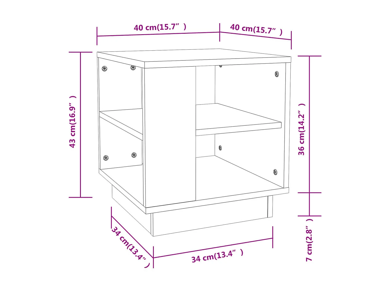 Couchtisch-Sofatisch-Beistelltische Weiß 40x40x43 cm Holzwerkstoff SHL23252