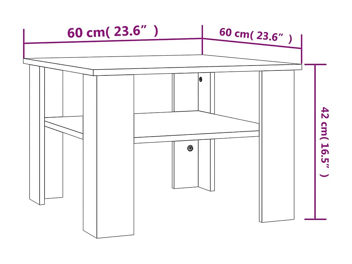 Couchtisch-Sofatisch-Beistelltische Betongrau 60x60x42 cm Holzwerkstoff SHL75211