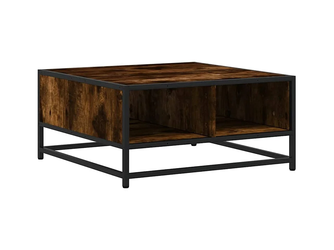 Table basse salon-Table d'appoint chêne fumé 60,5x60,5x30 cm bois d'ingénierie/métal SHL11932