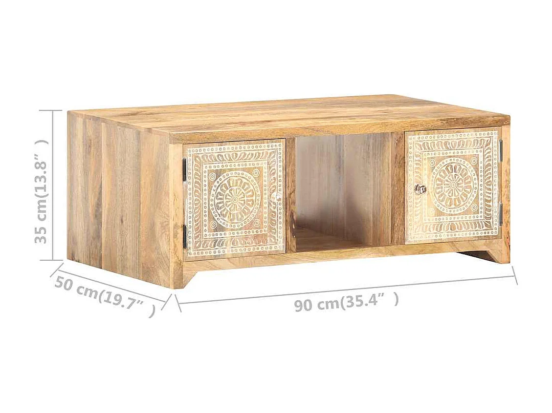 Couchtisch-Beistelltisch-Sofatisch 90x50x35 cm Mango Massivholz SHL40137