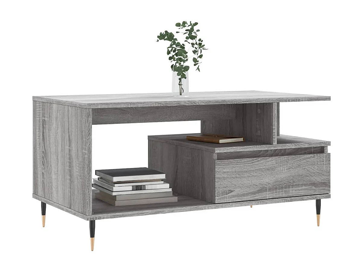 Table basse salon-Table d'appoint Sonoma gris 90x49x45 cm Bois d'ingénierie SHL82637