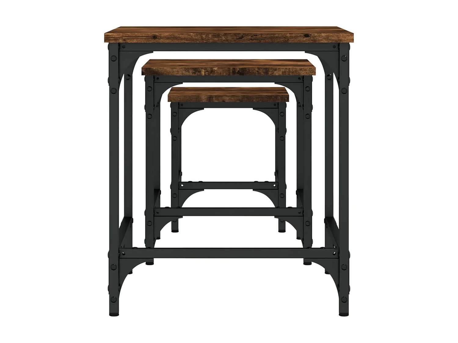 Tables basses gigognes 3 pièces chêne fumé Design élégant bois d'ingénierie SHL64973