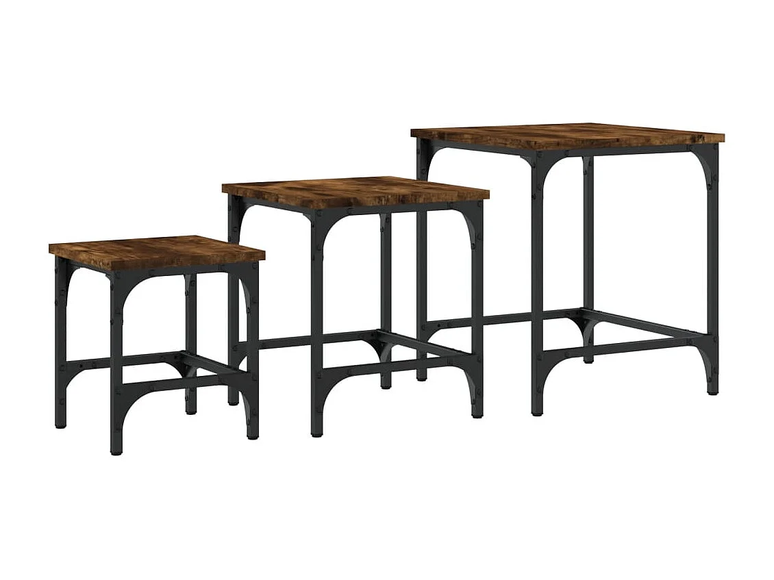 Tables basses gigognes 3 pièces chêne fumé Design élégant bois d'ingénierie SHL64973