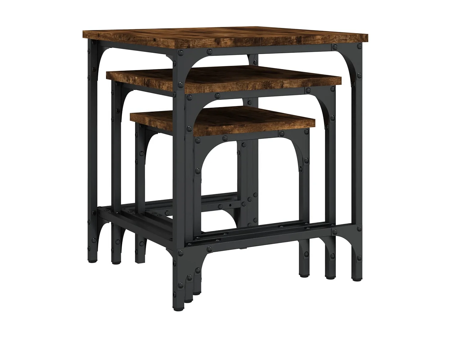 Tables basses gigognes 3 pièces chêne fumé Design élégant bois d'ingénierie SHL64973