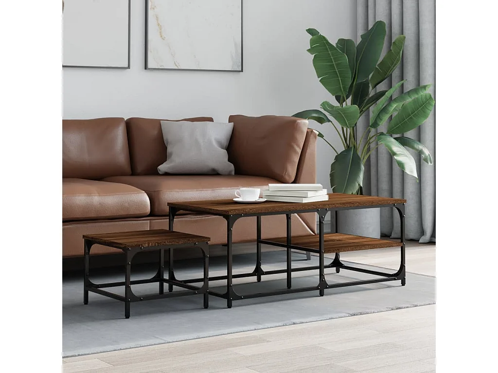 Tables basses gigognes de salon 2 pcs chêne marron bois d'ingénierie SHL74410
