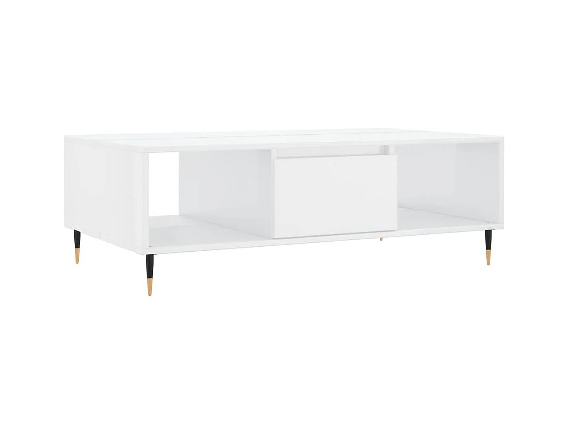 Table basse salon-Table d'appoint blanc brillant 104x60x35 cm bois d'ingénierie SHL90176