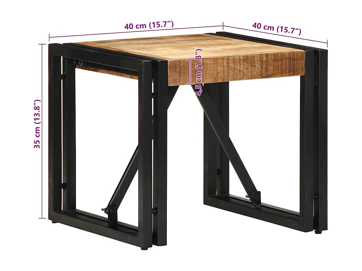 Couchtisch-Wohnzimmertisch-Beistelltische 40x40x35 cm Raues Massivholz Mango SHL44151