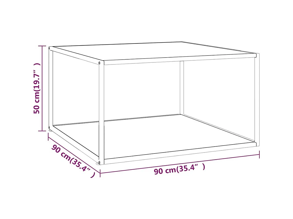 Table basse salon-Table d'appoint Noir avec verre marbre blanc 90x90x50 cm SHL98794
