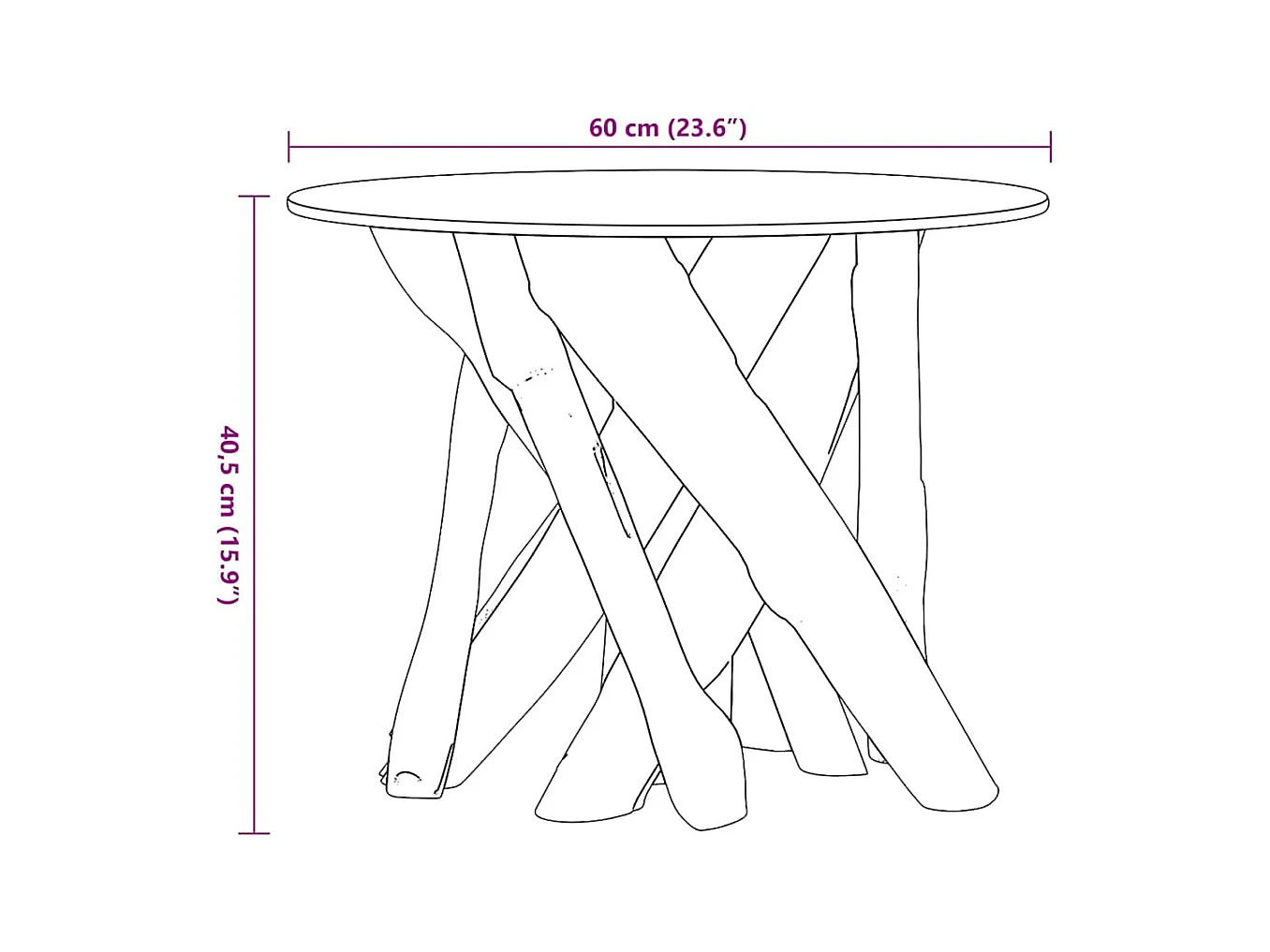 Mesa de centro | Mesa de apoio em teca maciça 60 cm