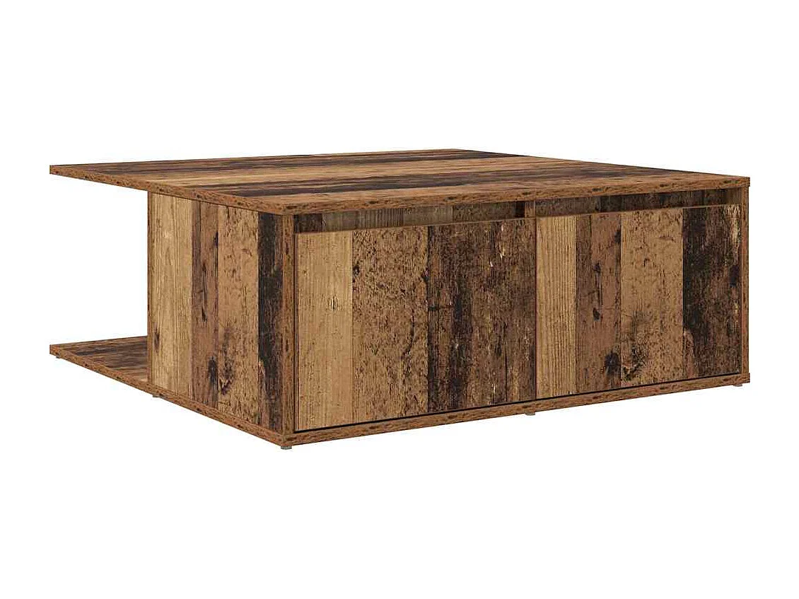 Salontafel | Bijzettafel met lade Oud hout 80 x 80 x 31 cm Bewerkt hout
