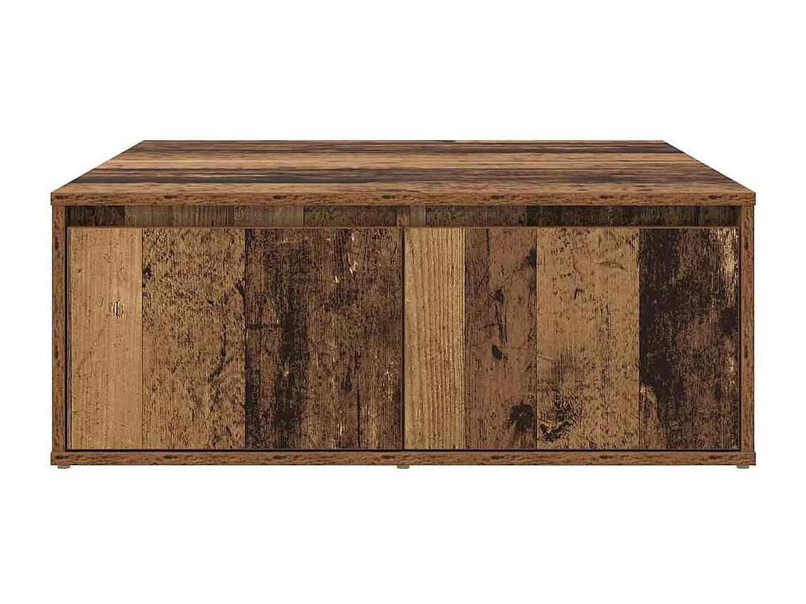 Salontafel | Bijzettafel met lade Oud hout 80 x 80 x 31 cm Bewerkt hout