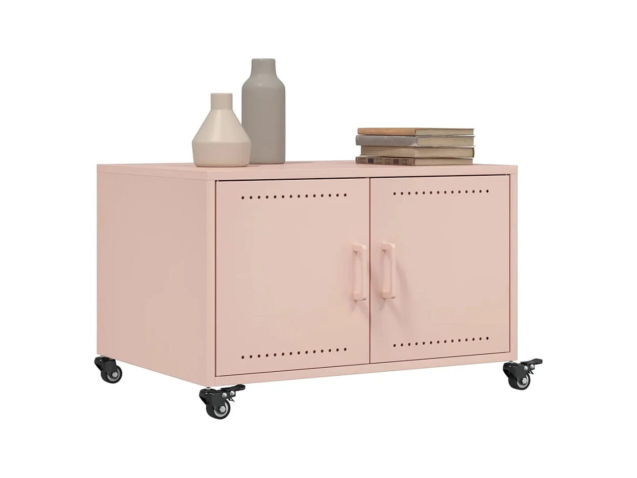 Mesa de centro | Mesa de apoio 68x50x43.5 cm aço rosa