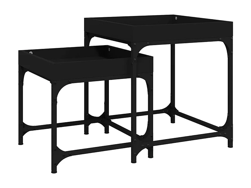 Conjunto de 2 Mesas de Centro | Mesa de apoio | Mesa de café derivados de madeira preto