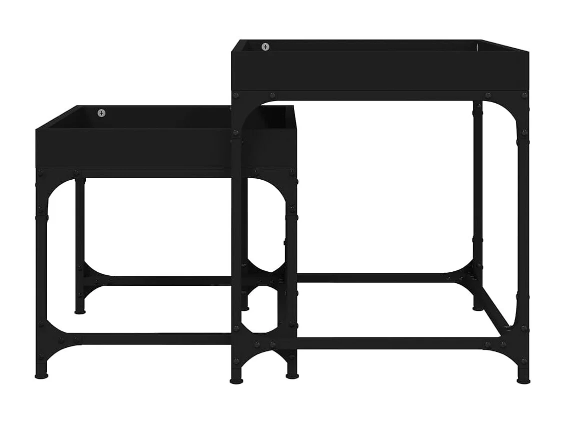 2 pz Tavolini da Salotto-Tavolini da Caffè-Tavolini da Soggiorno Neri in Legno Multistrato SHL25754