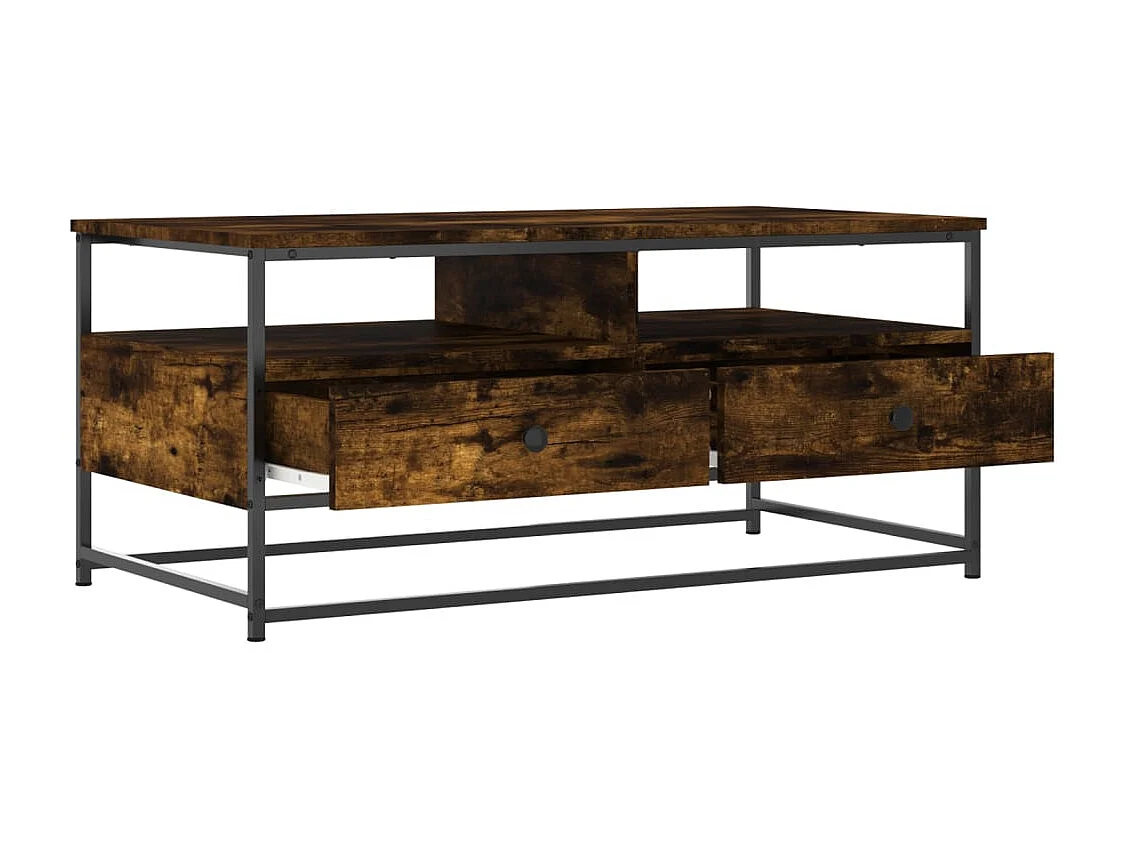 Couchtisch-Wohnzimmertisch-Beistelltische Räuchereiche 100x51x45 cm Holzwerkstoff SHL64631