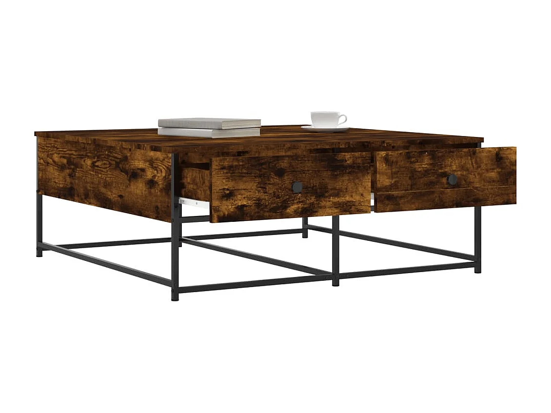 Couchtisch-Wohnzimmertisch-Beistelltische Räuchereiche 100x99x40 cm Holzwerkstoff SHL88575