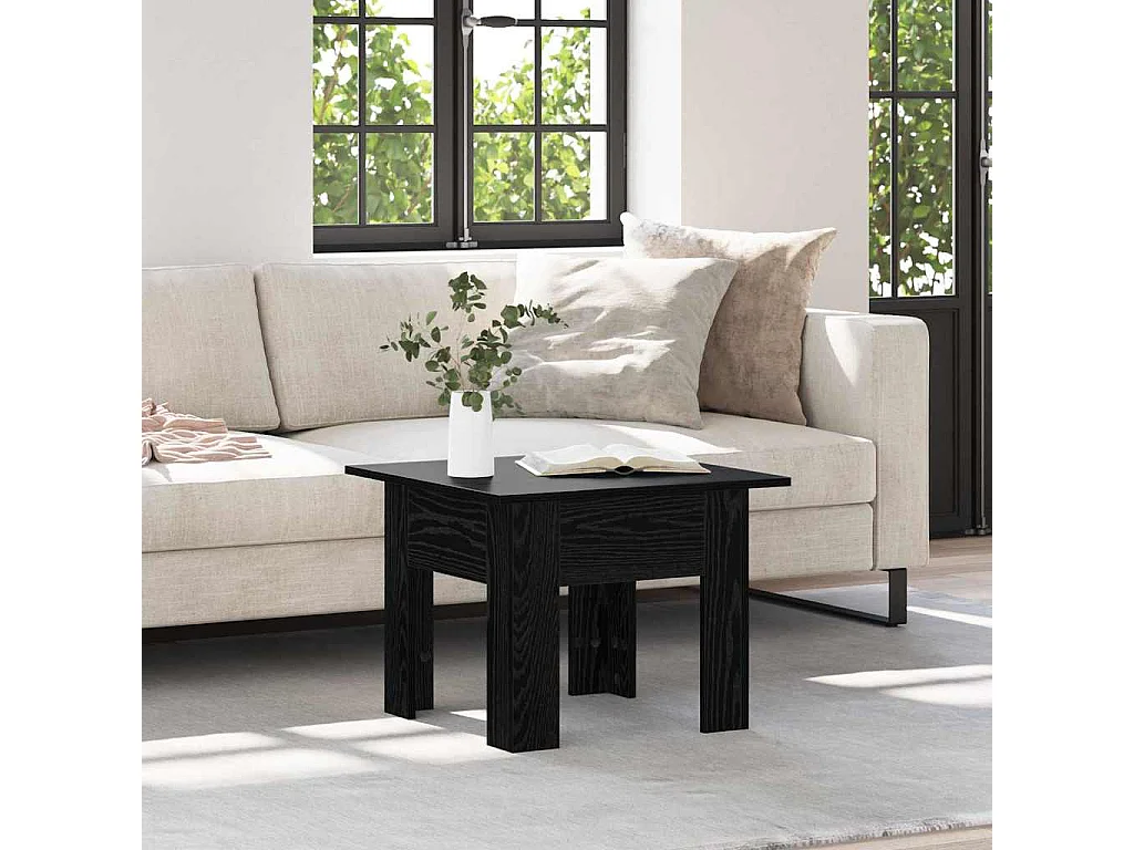 Couchtisch-Wohnzimmertisch-Beistelltische Schwarz Eichen-Optik 55x55x42 cm Holzwerkstoff SHL46933