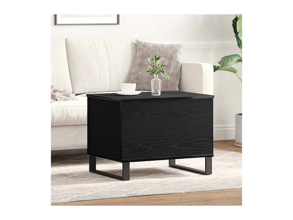 Mesa de centro-Mesa auxiliar-Mesita de centro madera contrachapada negro 90x67x33 cm SHL455857