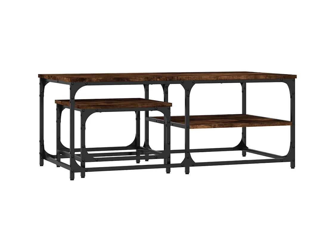 Mesa de centro-Mesa auxiliar con vidrio templado negra 40x40x50 cm SHL4639