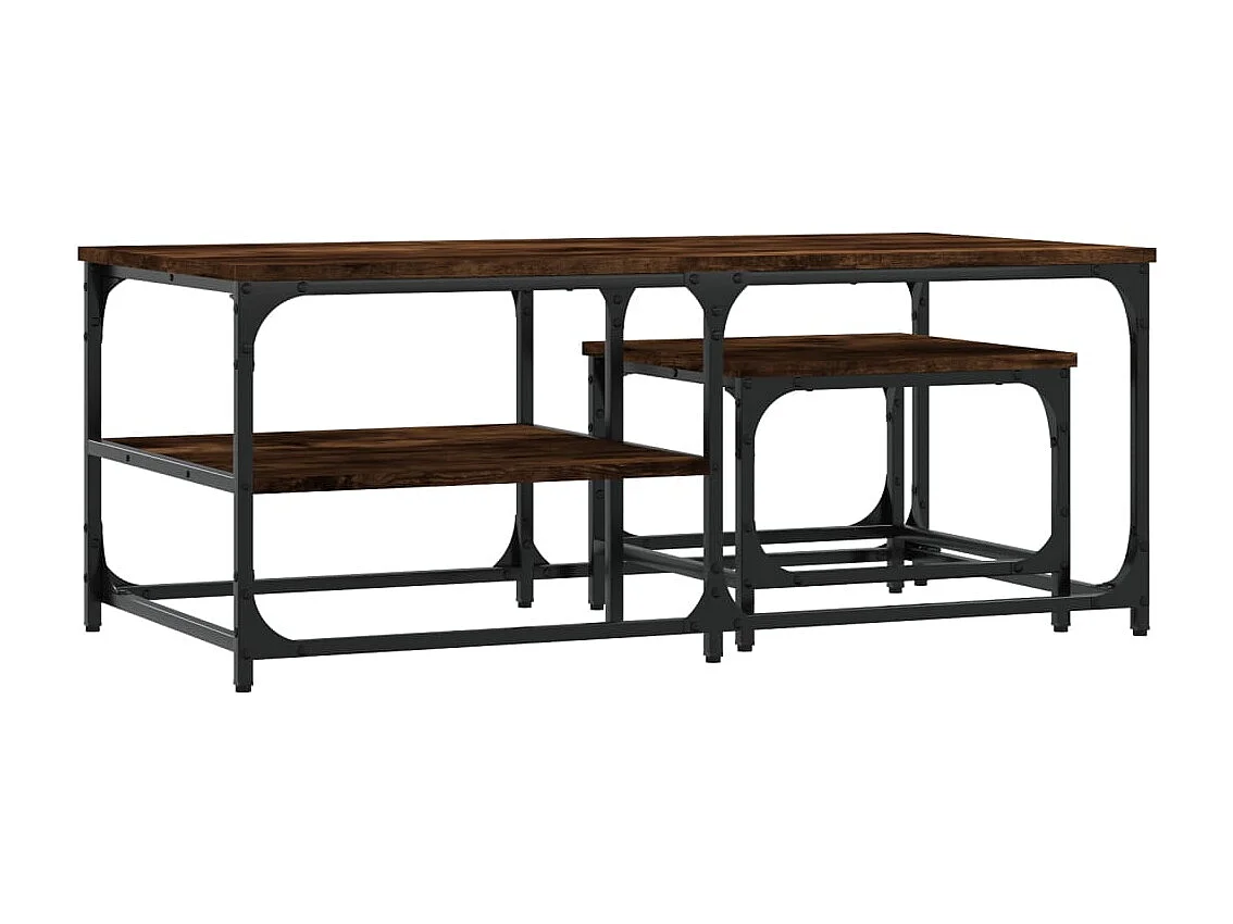 Couchtisch 2er Set-Satztische-Sofatisch Räuchereiche Holzwerkstoff SHL21597